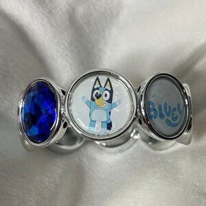 Handmade Kids Favorite Animated Blue Dog Inspired Bracelet Rhinestones and Image